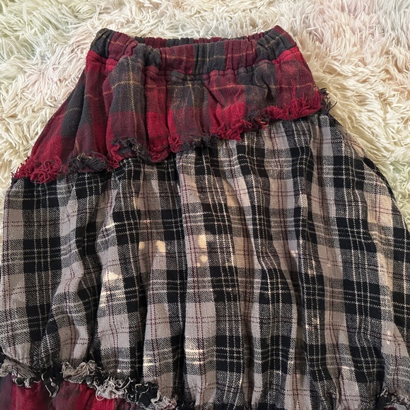 R13 Pieced Gathered Skirt In Od Red/beige/blue Plaid Size XS - Picture 6 of 12
